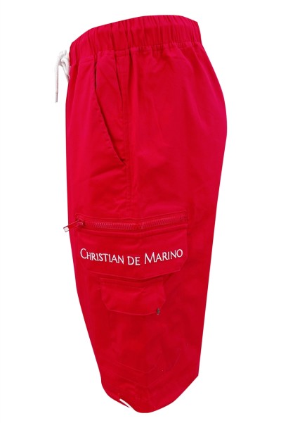 Customized Red Embroidered Sweatpants Design 4 Pocket Sweatpants Elastic Hem Design Fashion Sweatpants Design Company USA Retail U384 side view